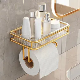 Xinchen Light Luxury Bustic Bathrate Tissue Rack Free Confing Wall Hanging Bathroom Evalet Wall Aromatherapy Paper Tray 240106