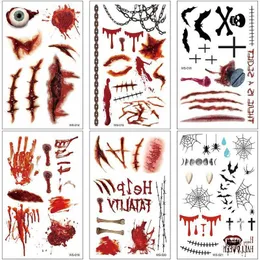 Autoadesivi temporanei del tatuaggio usa e getta di simulazione di scherzo della cicatrice di Halloween Spider