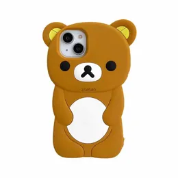 Чехлы для мобильных телефонов Милый мягкий силиконовый чехол с рисунком животного медведя для IPhone 13 12 11 14 15 Pro Max XS XR X IPone 14Pro IPhone14 i15 Защитный чехолL240105