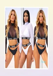 WhoNeNewest OMG Seksi 3pcs Mesh Yelek Kadın Bikini Set Mayo Bankası Plaj Giyim Mayo Yüzme Kostümleri6924331