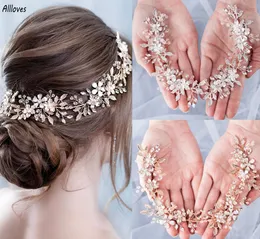 Foglia Fiori Perline Copricapo da sposa Fascia per capelli per matrimonio Oro Argento Donne Abiti da sposa Gioielli Accessori per capelli Copricapo Copricapo CL3177