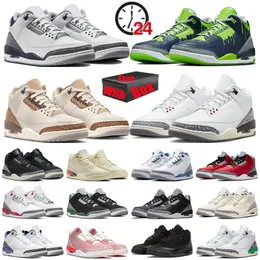 Jumpman 3 Basketball Shoes 3S Mens UNC Trainers Women Sneakers Palomino Wizards White Cement أعيد تصوره Lucky Green Desert Elephant Size 36-47