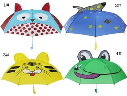 Kids Cartoon Sunny Rainy Umbrellas Animals Frog Tiger Penguin Print Polyester Umbrella Hanging Longhandle Umbrella Gifts DH10807484795
