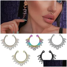 Nose Rings & Studs Nose Rings Studs 1Pcs Fake Piercing Clip On Septum Earing Non Daith Earring Jewelry False Faux 230325 Drop Deliver Dhsaj