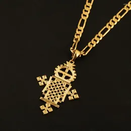 Pendant Necklaces Ethiopian Fashion Gold Color Cross Necklace Eritrea African Christening Jewelry