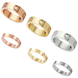 Luxury jewelry designer rings wedding ring set for lovers 4mm 5mm 6mm lover ring for woman diamonds ring titanium steel silver ring Rose Gold mens ring women jewelry