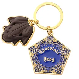 Key Rings Fashion Chocolate Frog Chain Key Ranythfrom Trolleys Wizard Magic World Cosplay keychain keyrjewelry accessories J240108