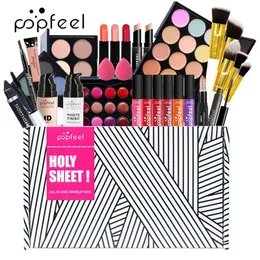 Sets Popfeel All in One Makeup Kit(eyeshadow, Ligloss,lipstick,brushes,eyebrow,concealer)beauty Cosmetic Bag