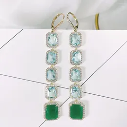 Dangle Earrings Senyu Luxury Geometric Zirconia Long Fashion Party Ear Cuff Women WeddingExquisite Jewelry