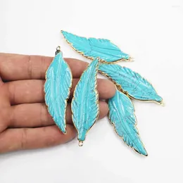 Pendant Necklaces Selling Natural Stone Leaf Feather Turquoise Pendants Necklace Mineral Healing Charms Fashion Jewelry Accessories