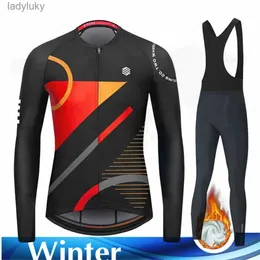 Cykeltröja sätter 2022 Pro Team Winter Thermal Fleece Cycling Jersey Set Racing Bike Suit Mountian Bicycle Clothing Ropa Maillot Ciclismo Hombrel240108