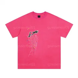 Spider Camiseta Designer Camisetas para Homens Moda Manga Curta Verão T-shirt de Alta Qualidade Hip Hop High Street 555 Homens Mulheres Esportes Casual Camiseta Mens Camiseta Rosa