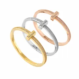 3 colours alphabet geometry bangle 18k gold plated bracelet silver jewlry Jewelry u-shape chain chain luxury bangle romantic versatile bracelets party set gift