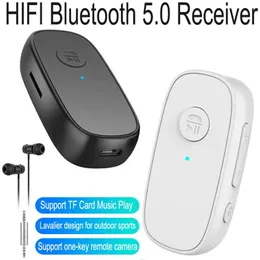 Złącza Bluetooth 5.0 HiFi Odbiornik bezprzewodowy 3,5 mm Adapter Aux One Klucz zdalnego obsługi aparatu TF Muzyka odtwarzana