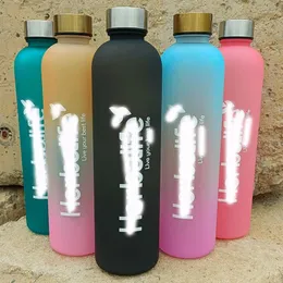 Water Bottles 6 Candy Gradient Color Outlet Wholesale Pirce 1000ml Nutrition Logo Plastic Bottle With Straw Portable