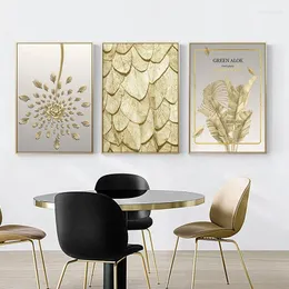 Adesivi murali autoadesivi piante dorate di lusso decorazioni per la casa arte moderna foglia oro poster e stampe per soggiorno