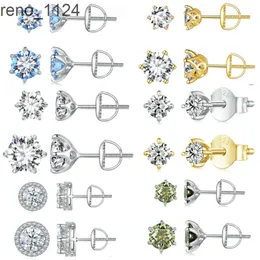 Luxury Moissanite Jewelry Stud Earring Screw Back Gold Plated 925 Sterling Silver Diamond VVS Moissanite Earring for Men Women