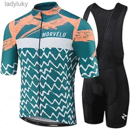 ركوب الدراجات يضع Morvelo Cycling Cycling Bike Jersey Quick Dry Mens Bicycle Clother Summer Step Team Team Cycling Jerseys Home New Setl240108