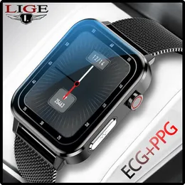 Часы LIGE 2022 Новые умные часы для мужчин ЭКГ PPG Частота сердечных сокращений Температура тела Женские умные часы Фитнес-трекер Спортивные часы для Xiaomi Huawei