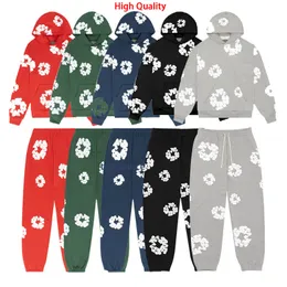 디자이너 고품질 까마귀 흑인 남성 데님 눈물 면화 화환 스웨트 셔츠 유니슬 대형 후드 디자인 후드 스타 힙합 후드 스웨트 셔츠 A119