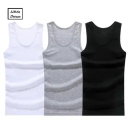 Underbyxor 3st/mycket bomullsmän underkläder ärmlös tank top solid muskel väst underskjortor Oneck Gymkläder Tshirt Men's Vest