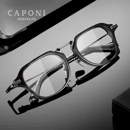 CAPONI Fashion Herren-Brillengestell, reines Acetat, Retro-Anti-Blaulicht-Brille, deutsche Designer-Brille JF413 240108