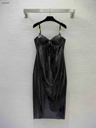 مصممة النساء العلامة التجارية فتاة الفتاة الصيفية الأزياء الزخرفية ضئيلة والأنبوب أعلى فستان عالي الجودة طويل 68 يناير