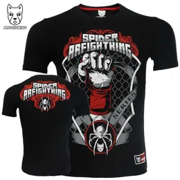 Mma punho de aranha respirável manga curta luta muay thai sanda esportes jiu jitsu camiseta treinamento de luta abrangente fiess