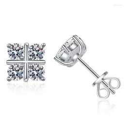 Brincos S925 Prata Ear Studs Mosang Diamonds Classic Cross Platinum Banhado Estilo Minimal e