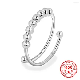 Cluster Ringen 2024 925 Sterling Zilver Draaibare Decompressie Anti-stress Angst Aanpassing Ring Vrouwen Fidget Kralen Vinger Sieraden