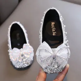 Girls Boat Shoes Bling Performance Shoes Kids Sequined Cloth Flats Children's Princess Peals Elastic Band Ballet Flats 247L 240108