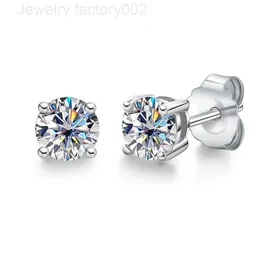 مخصصة 925 sterling الفضة المجوهرات أقراط الموضة 4 مخالب 3 4 5 ملم Moissanite Stud أقراط