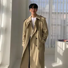 Trench da uomo versione coreana giacca a vento cappotto primaverile di media lunghezza alla moda bel mantello britannico vestibilità ampia giapponese
