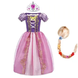 Flickor Rapunzel Costume Kids Summer Tangled Fancy Cosplay Princess Dress Children Birthday Carnival Halloween Party Clothes 2-8t 240108