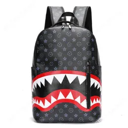 Sırt çantası tarzı tasarımcı köpekbalığı desen sırt çantası gelişmiş deri büyük kapasiteli unisex backpack genç moda sırt çantası öğrenci sırt çantası okul çantası