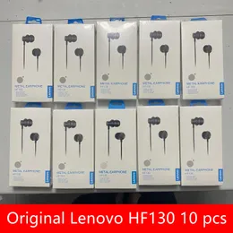 Fones de ouvido lenovo 10 pçs hf130 com fio fone de ouvido 3.5mm fone de ouvido música com microfone com cancelamento de ruído fones de ouvido inear