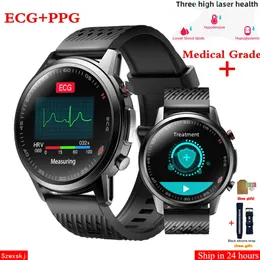 Klockor F800 F900 Smartwatch med medicinsk hälsa Tre hög laserbehandling Lägre blodlipider Hypotensiva hypoglykemiska EKG Smart Watch