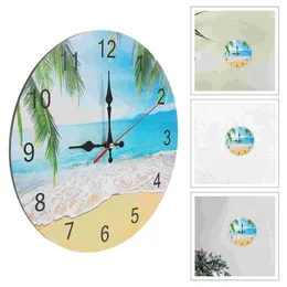 Orologi da parete Elegante orologio da appendere Decorazioni per la casa progettate con paesaggi creativi sulla spiaggia (stile casuale)