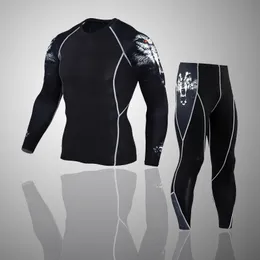 Underpants Men's Running Suit Gym Tshirt + Leggings Compression Underwear Sports Tights Quick Dry Rashgarda Mma Training Jogging Suit 4xl