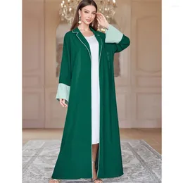 Abbigliamento etnico Ramadan Donne musulmane Abito lungo aperto sul davanti Abaya Cappotto lungo Capispalla Dubai Turchia Kimono Cardigan Marocain Hijab Abito abito