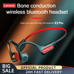Hörlurar Lenovo Bone Conducting Earphones X3 X4 X5 X3 Pro Bluetooth HiFi Earhook Wireless Headset med mic vattentät öronbud
