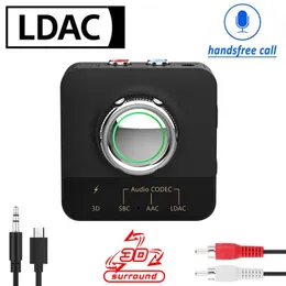 Колонки Ldac Bluetooth Rca Приемник 3,5 мм Разъем Aux Беспроводной адаптер Музыка для ТВ Автомобильный динамик Усилитель 2rca Bluetooth 5,0 Аудиоприемник