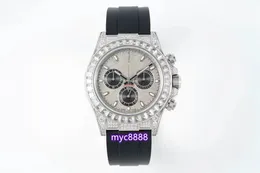 Relógio JVS com diâmetro de 40 mm equipado com movimento 7750, cronometragem multifuncional, disco de meteorito, espelho de vidro de safira, anel Swarovski, manga de aço 904