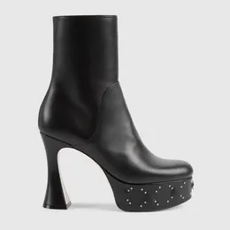 Senaste högklackade skor Crystal Ankle Boot Waterproof Platform Horseshoe häl