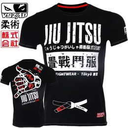 Vszap palcem fiess modna męska koszulka jiu jitsu krótkie rękaw judo czarny pasek brazylijska walka treningowa