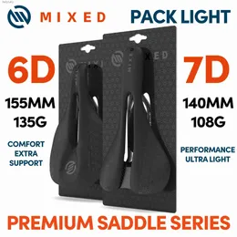 Bicicleta Saddles Misto Full Carbon Fiber Saddle Pack 5D 6D 7D Almofada Ultra Leve 143mm 155mm para MTB Mountain Bicycle Road Bike PartsL240108