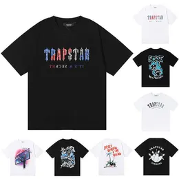 Trapstar London Shirt Chest Whiteblue Color Embroidery Mens Shirts Street Designer Trapstars Short Sleeve Hip Streetwear Tops