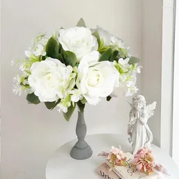 Flores decorativas hortênsia artificial casa mesa de casamento ornamentos de flores falsas decoração de linha de chão simulada