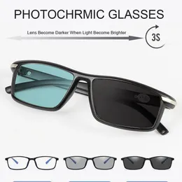 Occhiali da sole design occhiali da lettura fotochromici uomini anti -blu Presbyopia occhiali da sole Scolorimento da sole con diottrie da +1,0 a +4,0