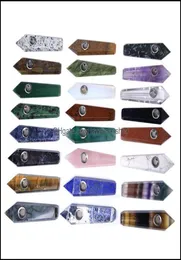 Komplett variation Natural Quartz Crystal Smoking Pipes Energy Stone Wand Healing Obelisk Tower Points Gemstone Tobacco Pipe WGift 4847516